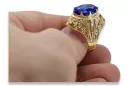 Sapphire 8 كارت من الذهب الأصفر خاتم حرف يدوية فينتاج vrc031x-sp Art Deco أسلوب مجوهرات فينتاج روسي سوفيتي من اتحاد الجمهوريات ا
